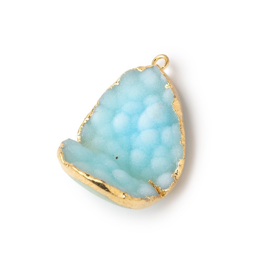 29x20mm Gold Leafed Powder Blue Concave Drusy Pendant 1 focal piece - Beadsofcambay.com