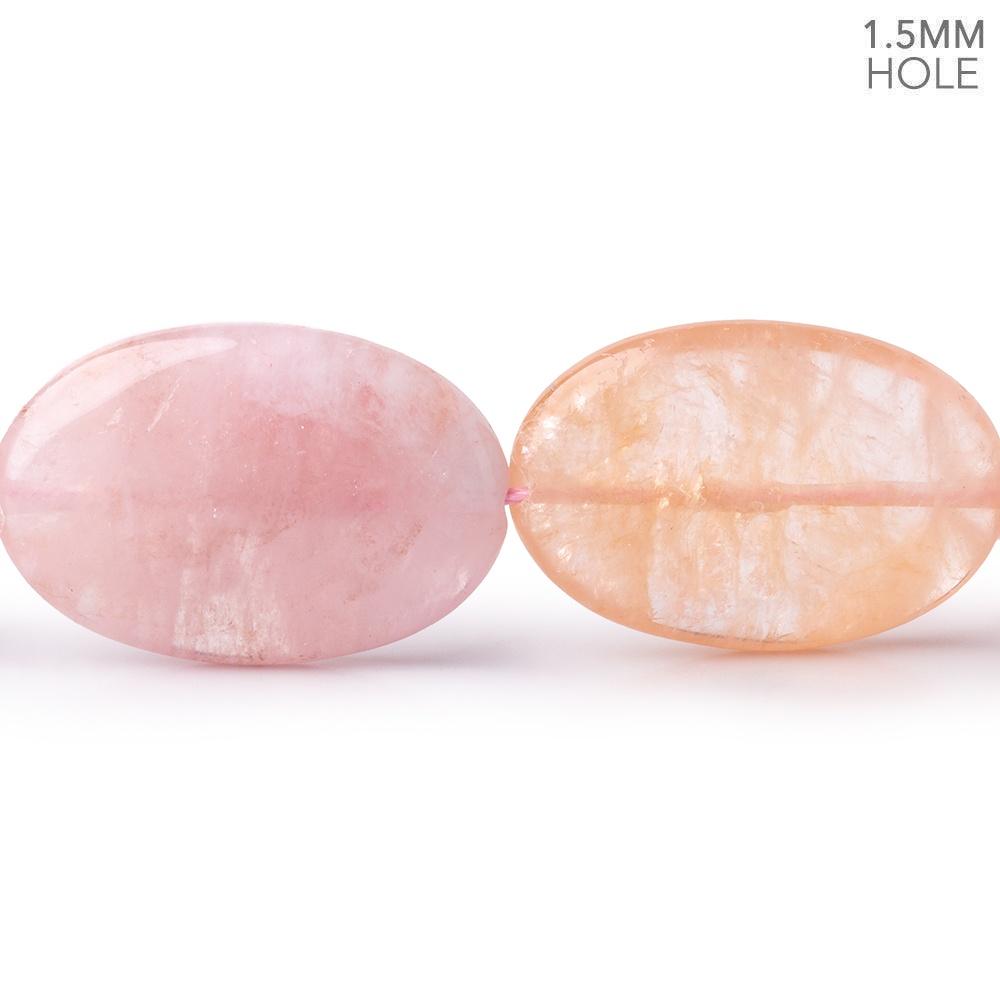 29x20mm Morganite (Pink Beryl) Plain Oval Large Hole Beads 16 inch 14 pieces - Beadsofcambay.com