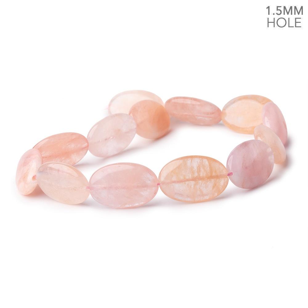 29x20mm Morganite (Pink Beryl) Plain Oval Large Hole Beads 16 inch 14 pieces - Beadsofcambay.com