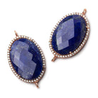 29x20mm Rose Gold CZ Bezel Lapis Lazuli Oval Connector 1 piece - Beadsofcambay.com