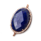 29x20mm Rose Gold CZ Bezel Lapis Lazuli Oval Connector 1 piece - Beadsofcambay.com