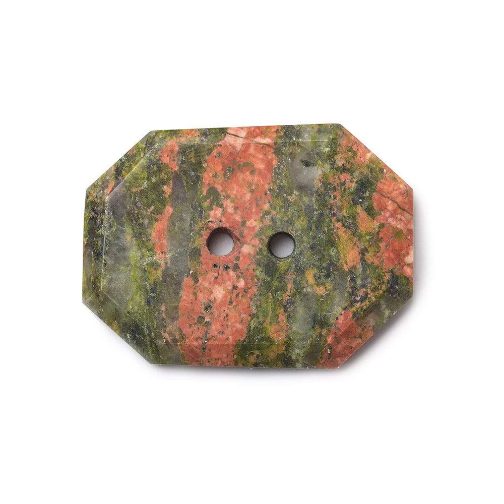 29x21mm Unakite Modified Hexagon 2.5mm hole button 1 piece - Beadsofcambay.com