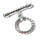 29x23mm Aquamarine Cabochon Filigree Antiqued Sterling Silver Toggle 1 pc - Beadsofcambay.com