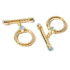 29x23mm Aquamarine Cabochon Filigree Vermeil Toggle 1 piece - Beadsofcambay.com