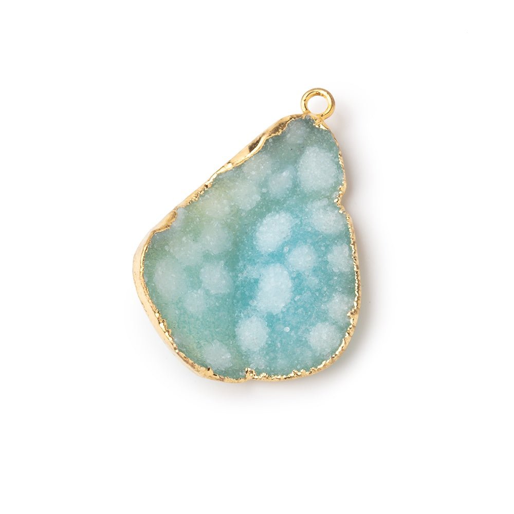 29x23mm Gold Leafed Blue Concave Drusy Pendant 1 focal piece - Beadsofcambay.com