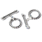 29x23mm Rainbow Moonstone Cabochon Filigree Antiqued Silver Toggle 1 pc - Beadsofcambay.com