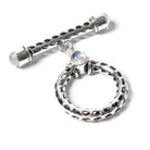 29x23mm Rainbow Moonstone Cabochon Filigree Antiqued Silver Toggle 1 pc - Beadsofcambay.com