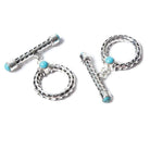 29x23mm Turquoise Cabochon Filigree Antiqued Sterling Silver Toggle 1 piece - Beadsofcambay.com