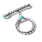29x23mm Turquoise Cabochon Filigree Antiqued Sterling Silver Toggle 1 piece - Beadsofcambay.com