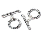 29x23mm White Pearl Cabochon Filigree Antiqued Sterling Silver Toggle 1 pc - Beadsofcambay.com