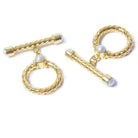 29x23mm White Pearl Cabochon Filigree Vermeil Toggle 1 piece - Beadsofcambay.com