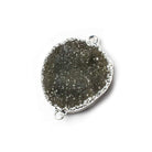 29x23x5mm Silver Leaf Gray Agate Drusy Free Shape Connector 1 piece - Beadsofcambay.com