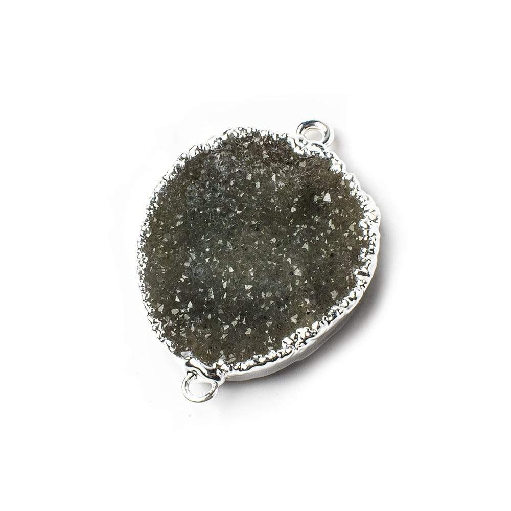 29x23x5mm Silver Leaf Gray Agate Drusy Free Shape Connector 1 piece - Beadsofcambay.com