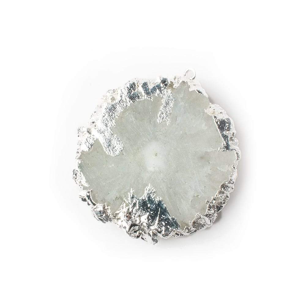 29x28mm Silver leafed Solar Quartz Slice Pendant 1 piece - Beadsofcambay.com
