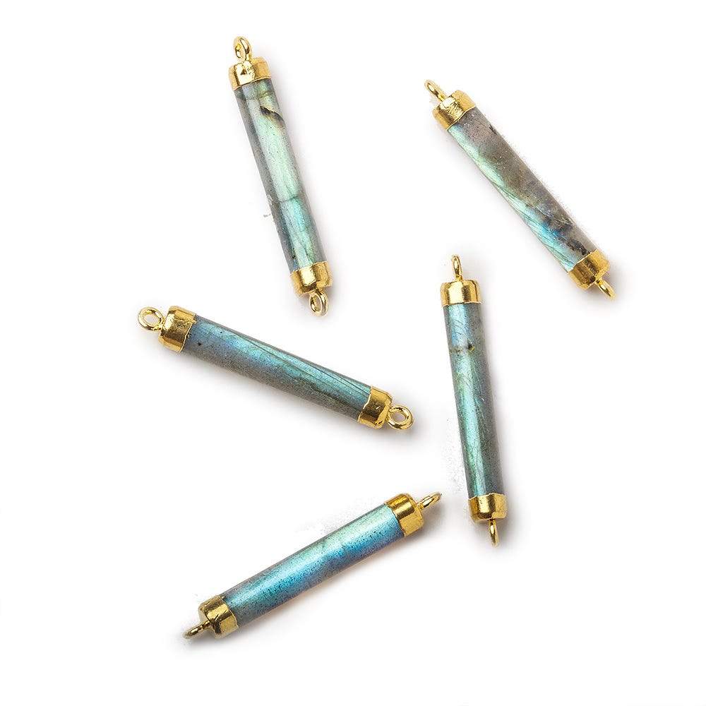 29x5mm Gold Leafed Labradorite plain barrel Connector 1 piece - Beadsofcambay.com