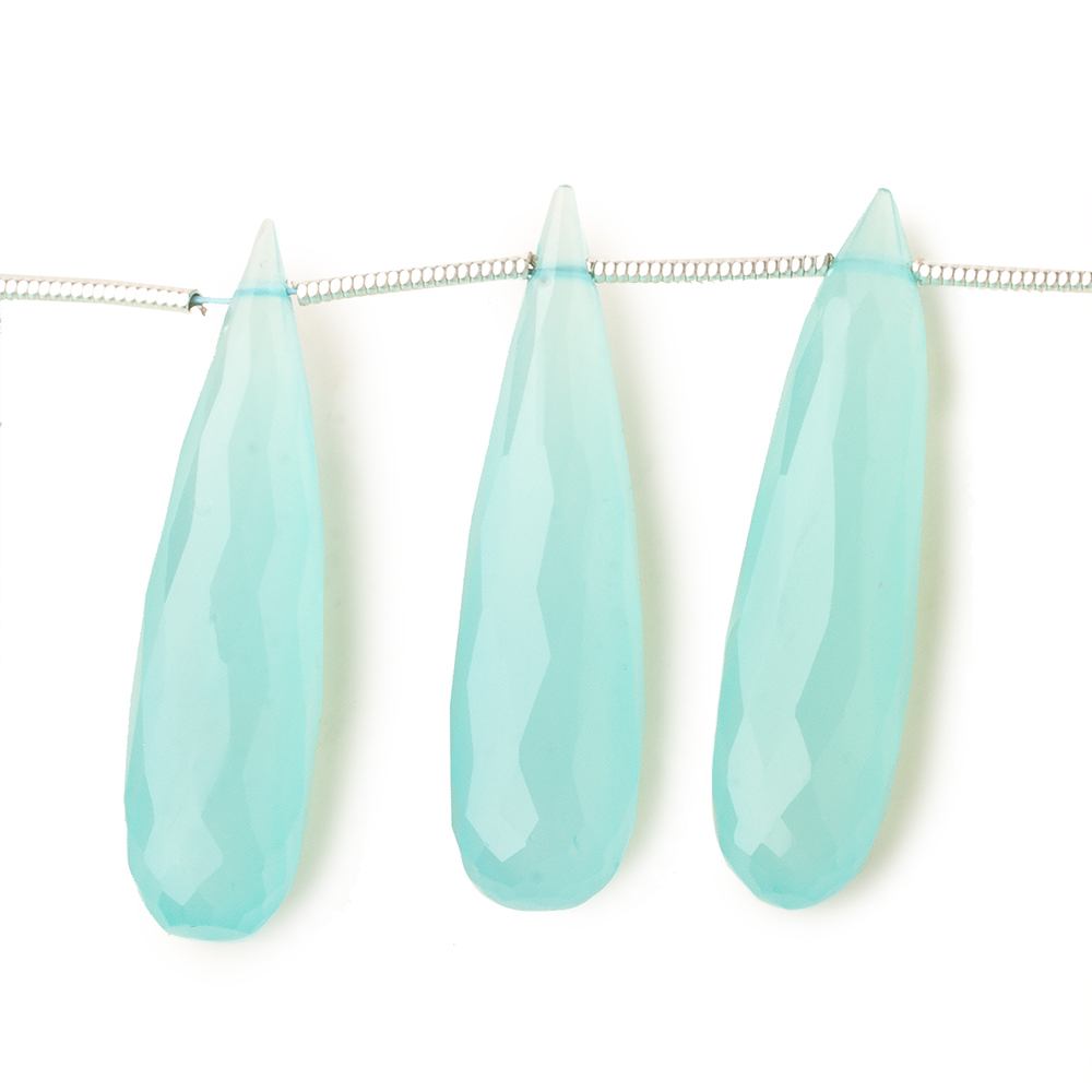 29x8mm Seafoam Blue Chalcedony elongated faceted tear drops 8 inch 14 beads - Beadsofcambay.com