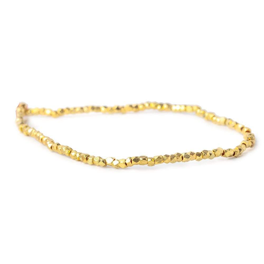 2mm 22kt Gold Plated Brushed Faceted Nugget Beads 8 inch 81 beads view 1