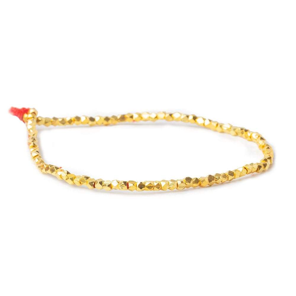 2mm 22kt Gold Plated Copper Faceted Nugget Beads 8 inch 86 beads - Beadsofcambay.com