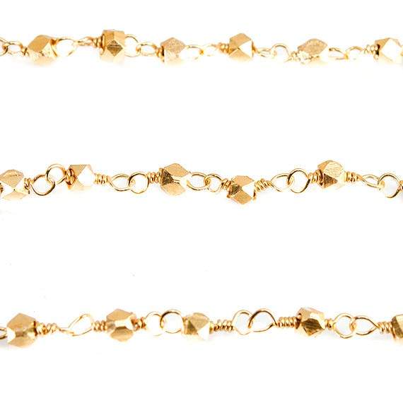 2mm 22kt Gold plated faceted nugget Gold plated Chain by the foot - Beadsofcambay.com