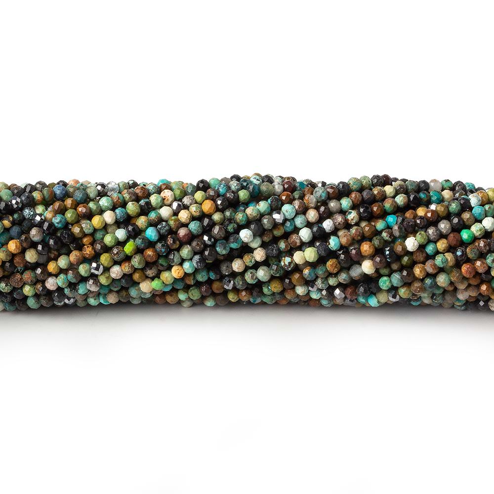 2mm African Turquoise & Hematite micro faceted rounds 15.5 inch 245 beads - Beadsofcambay.com