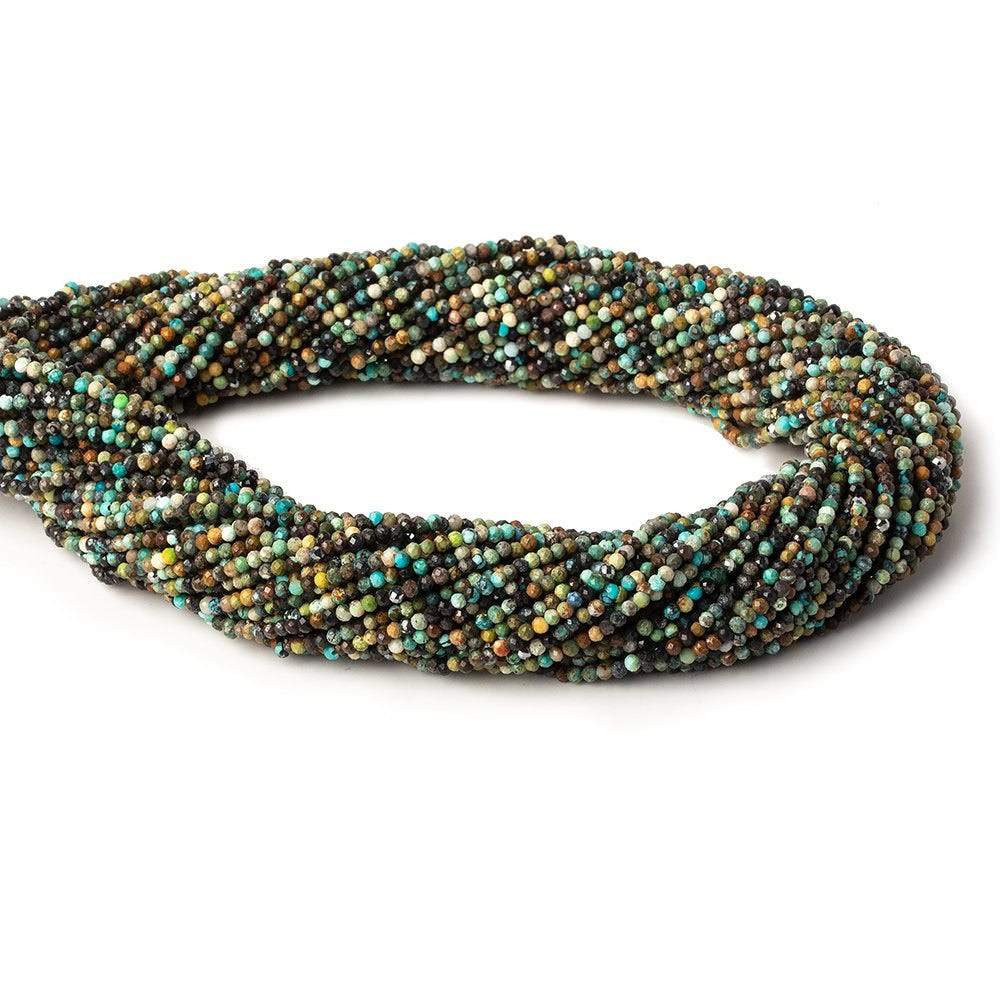 2mm African Turquoise & Hematite micro faceted rounds 15.5 inch 245 beads - Beadsofcambay.com