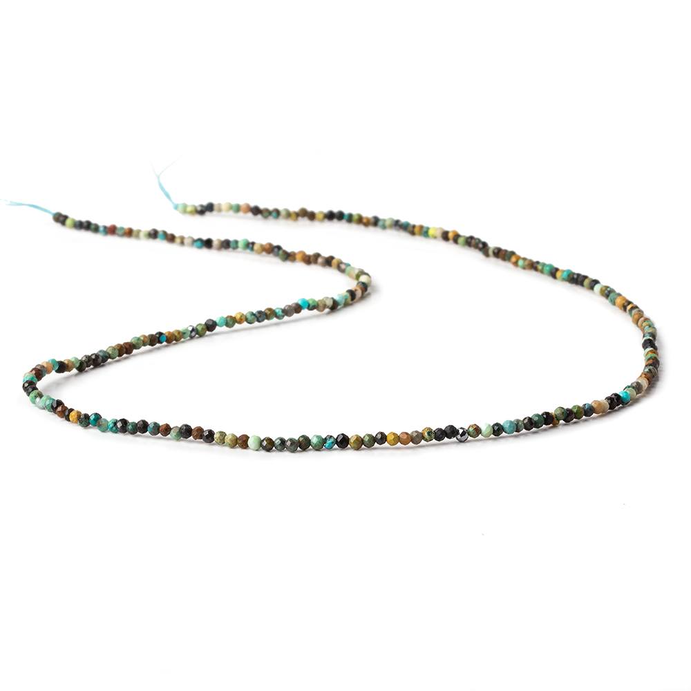2mm African Turquoise & Hematite micro faceted rounds 15.5 inch 245 beads - Beadsofcambay.com
