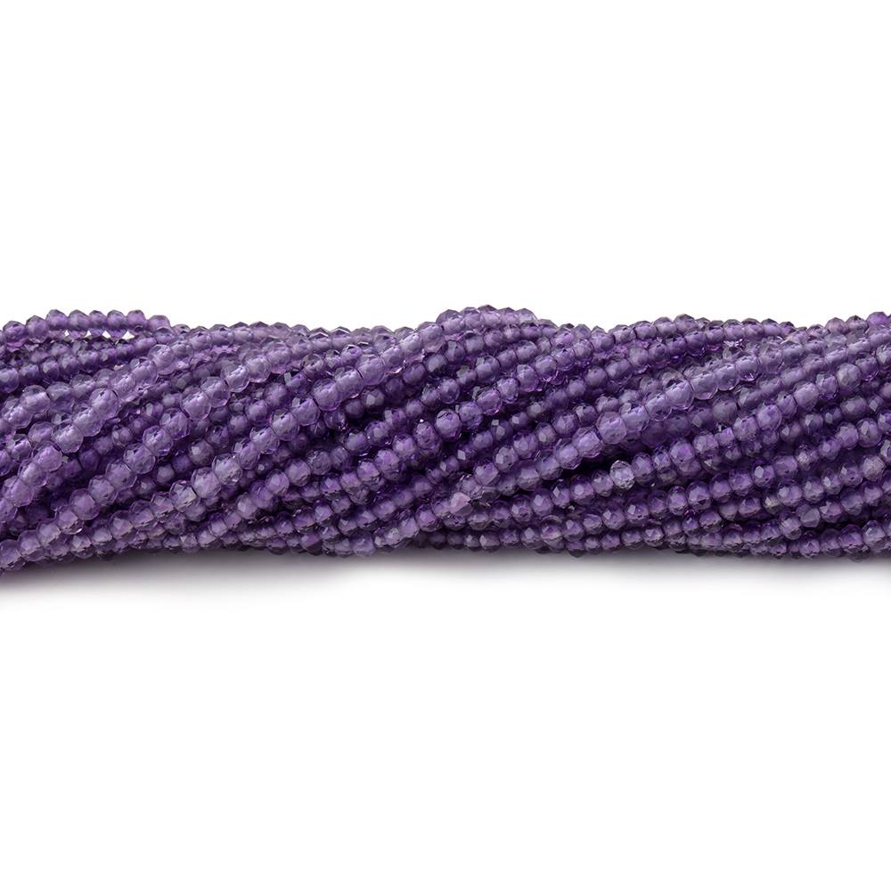 2mm Amethyst Micro Faceted Rondelle Beads 13 inch 230 pieces - Beadsofcambay.com