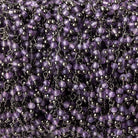 2mm Amethyst micro faceted round Black Gold plated Dangling Chain by the foot - Beadsofcambay.com
