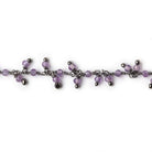 2mm Amethyst micro faceted round Black Gold plated Dangling Chain by the foot - Beadsofcambay.com