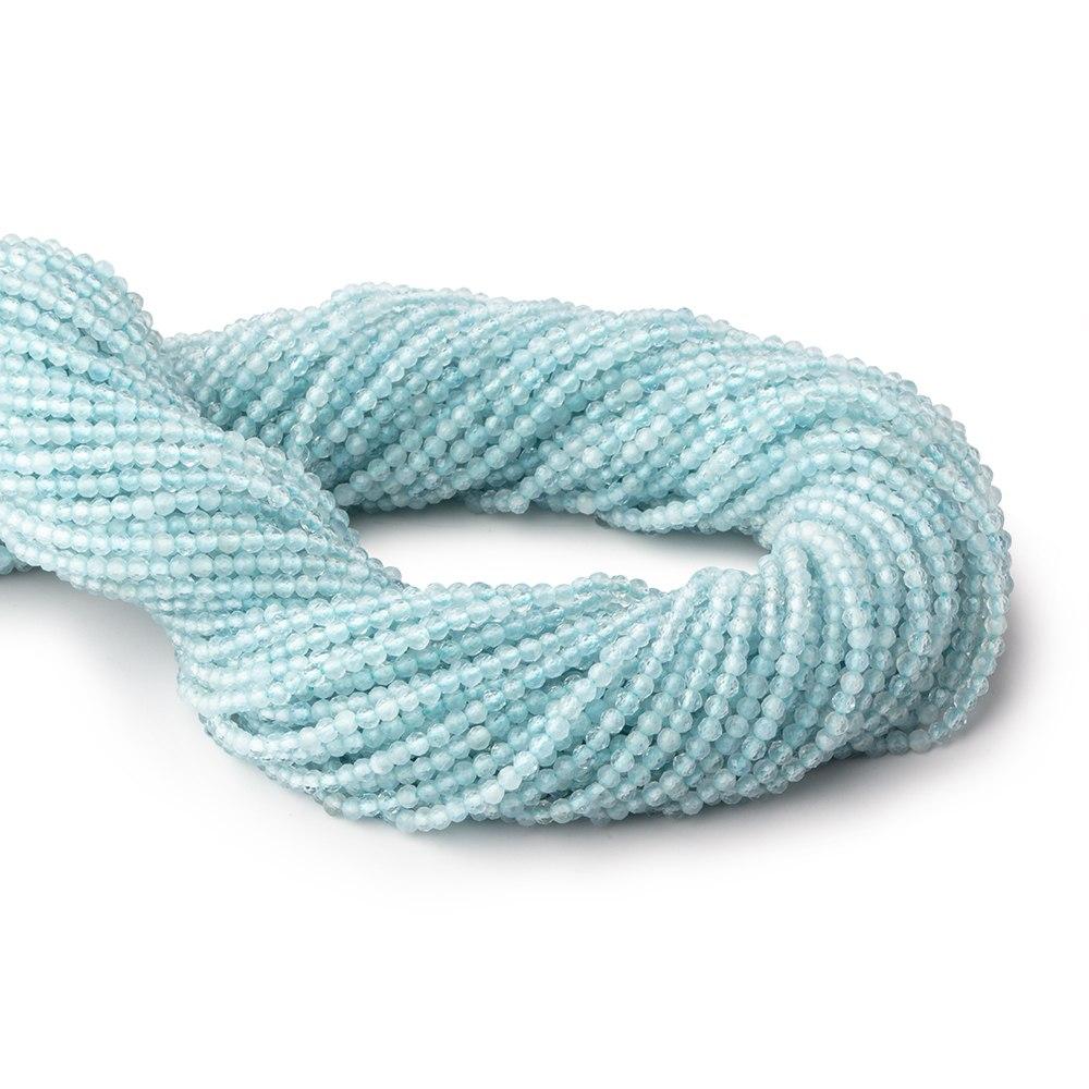 2mm Aquamarine Micro Faceted Round Beads 12.5 inch 157 pieces - Beadsofcambay.com
