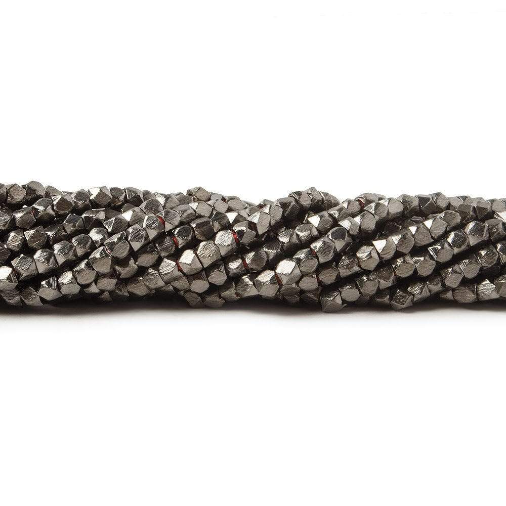 2mm Black Gold plated Copper Brushed Faceted Nugget Beads 8 inch 89 beads - Beadsofcambay.com