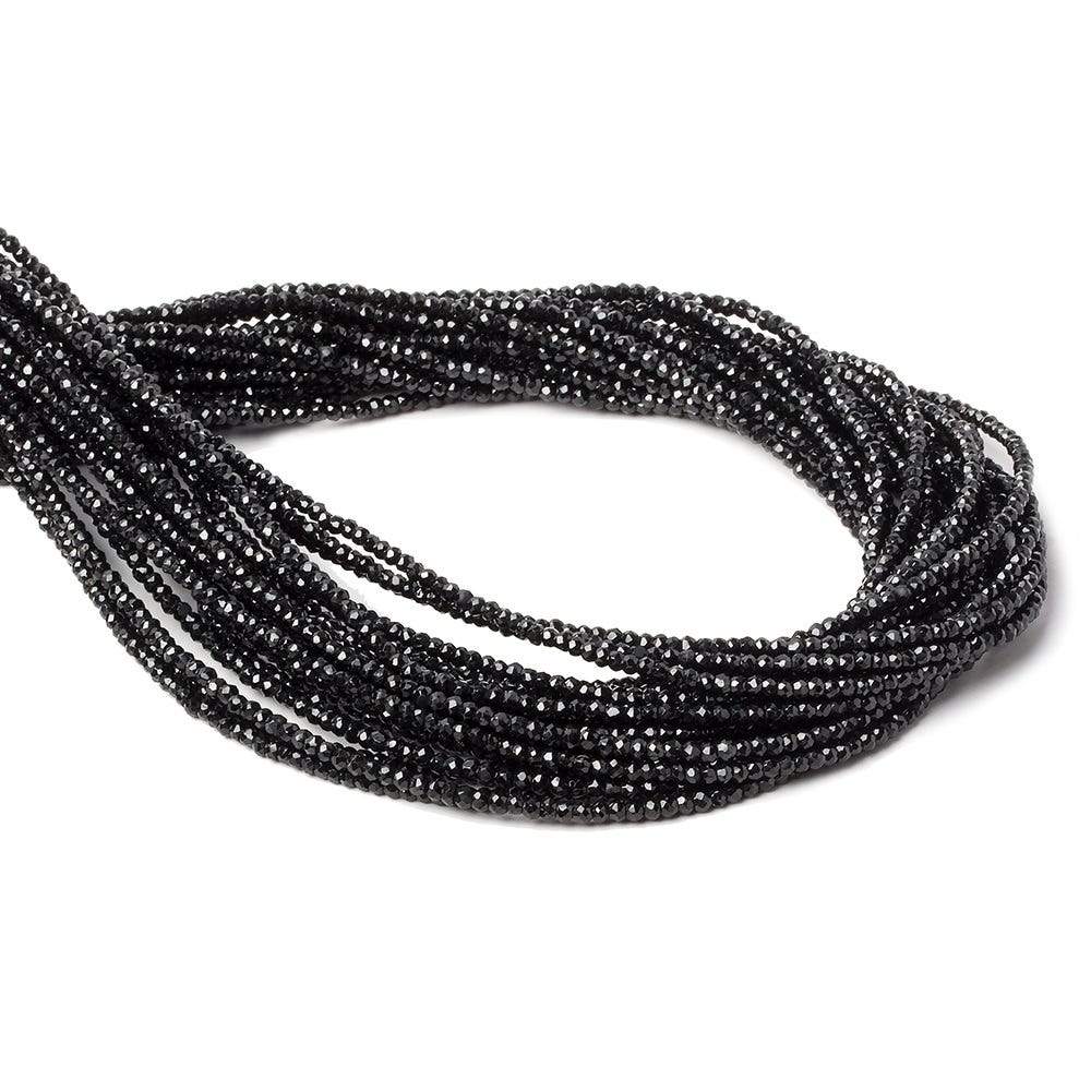 2mm Black Spinel Beads Micro-faceted Rondelle 13 inch 236 pieces - Beadsofcambay.com