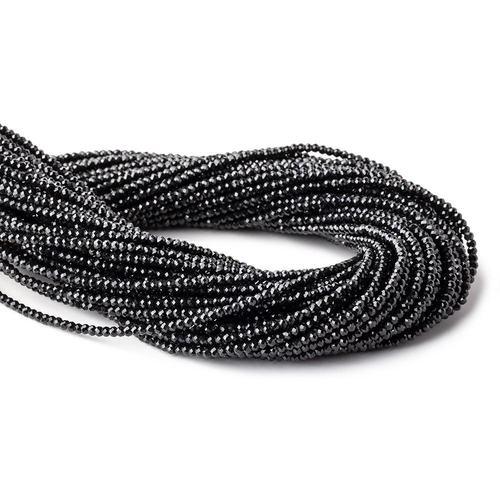 2mm Black Spinel Micro Faceted Rondelle Beads 12.5 inch 178 pieces AAA - Beadsofcambay.com
