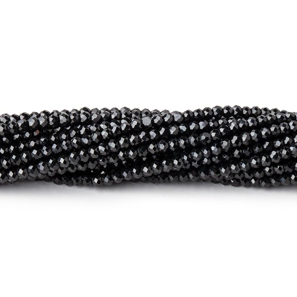 2mm Black Spinel Micro Faceted Rondelle Beads 12.5 inch 178 pieces AAA - Beadsofcambay.com