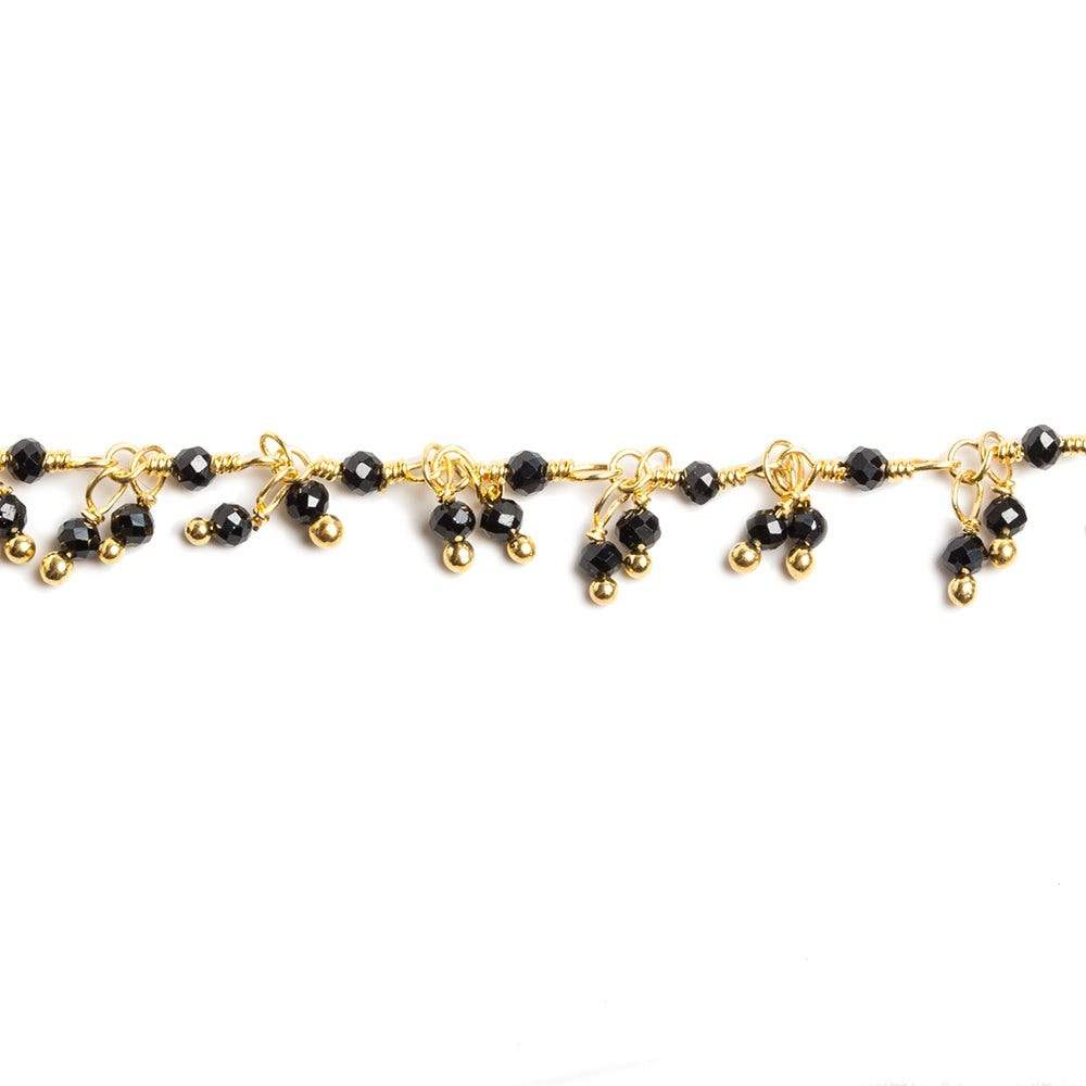 2mm Black Spinel micro faceted round Gold Dangling Chain by the foot 110 pcs - Beadsofcambay.com