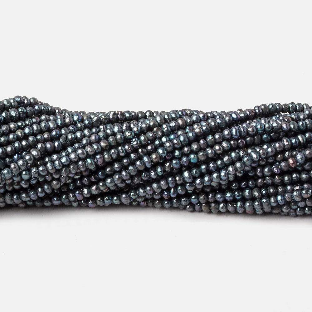 2mm Blue Peacock Side Drilled Petite Baroque Pearls 15.5 inch A - Beadsofcambay.com