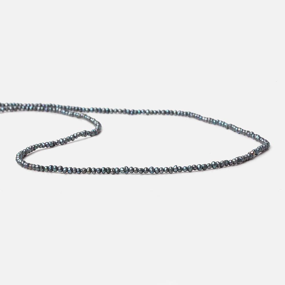 2mm Blue Peacock Side Drilled Petite Baroque Pearls 15.5 inch A - Beadsofcambay.com