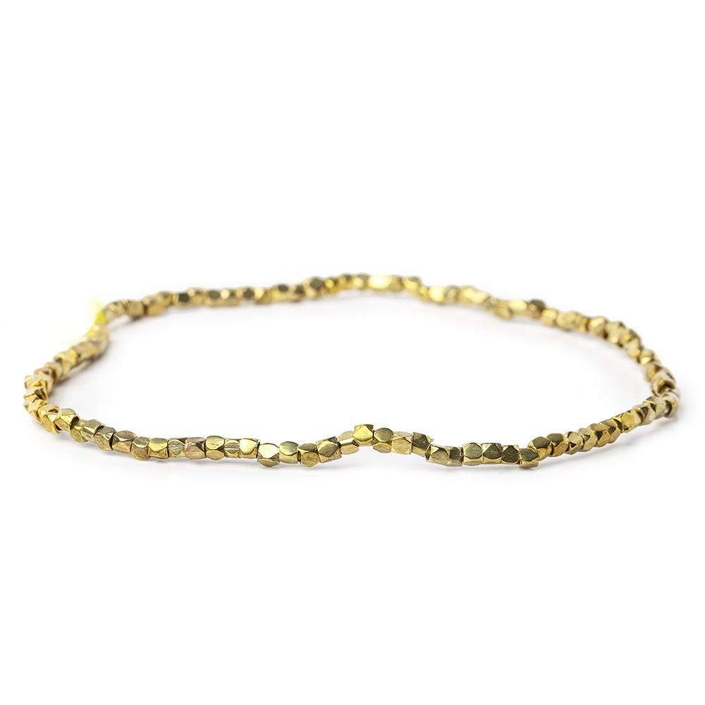 2mm Brass hand polished faceted nugget beads 8 inch 96 pieces - Beadsofcambay.com