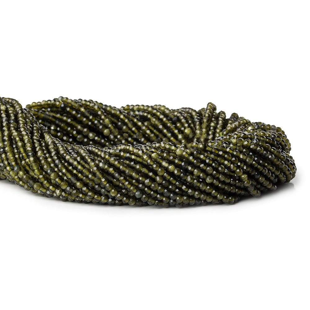 2mm Cat's Eye Green Quartz microfaceted round beads 13 inch 175 pieces A - Beadsofcambay.com