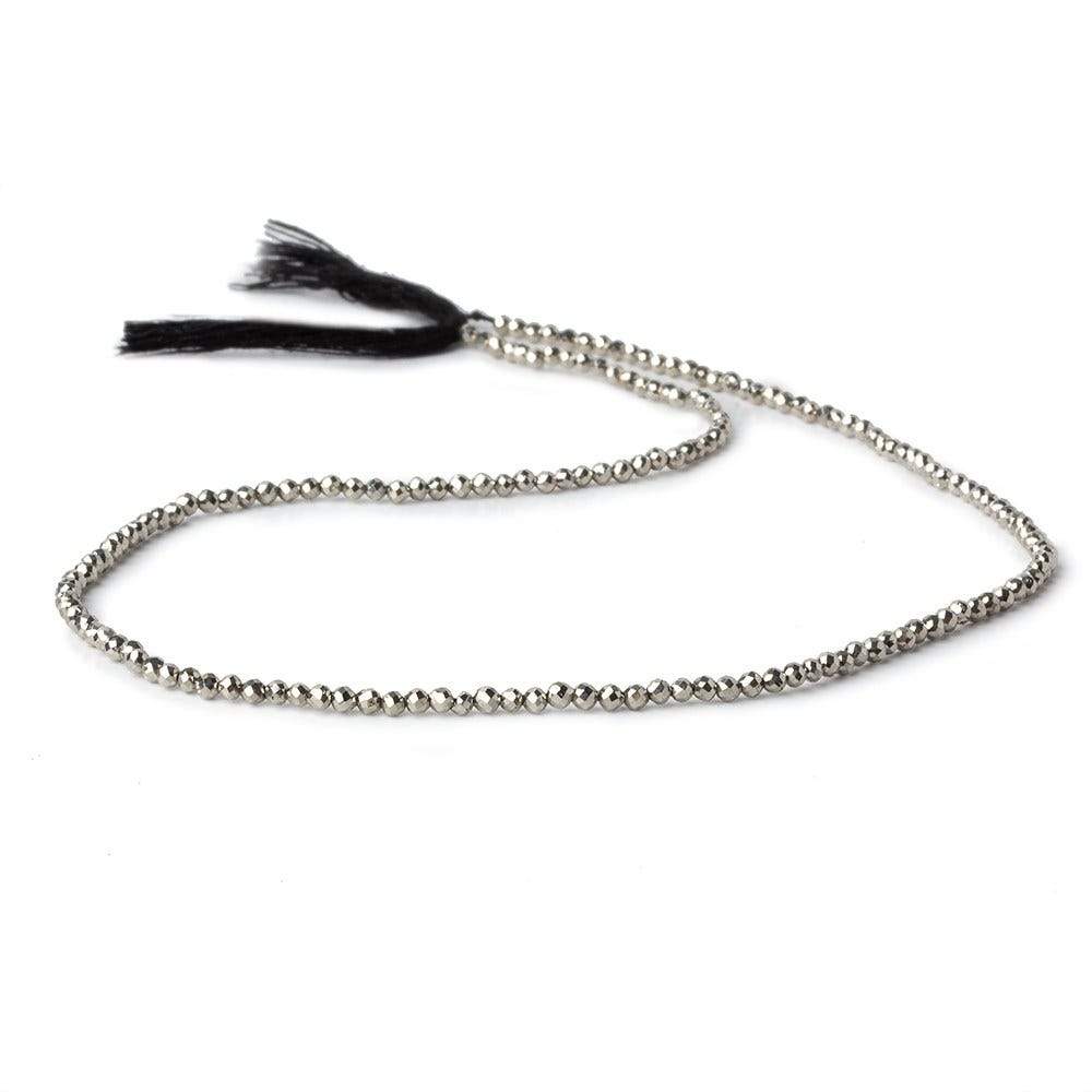 2mm Champagne Metallic plated Pyrite micro faceted rounds 12.5 inch 170 pieces - Beadsofcambay.com