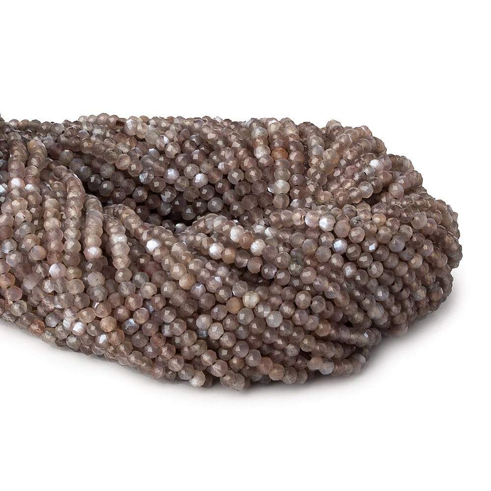 2mm Chocolate Brown & Mink Grey Moonstone microfaceted rondelles 175 pcs - Beadsofcambay.com