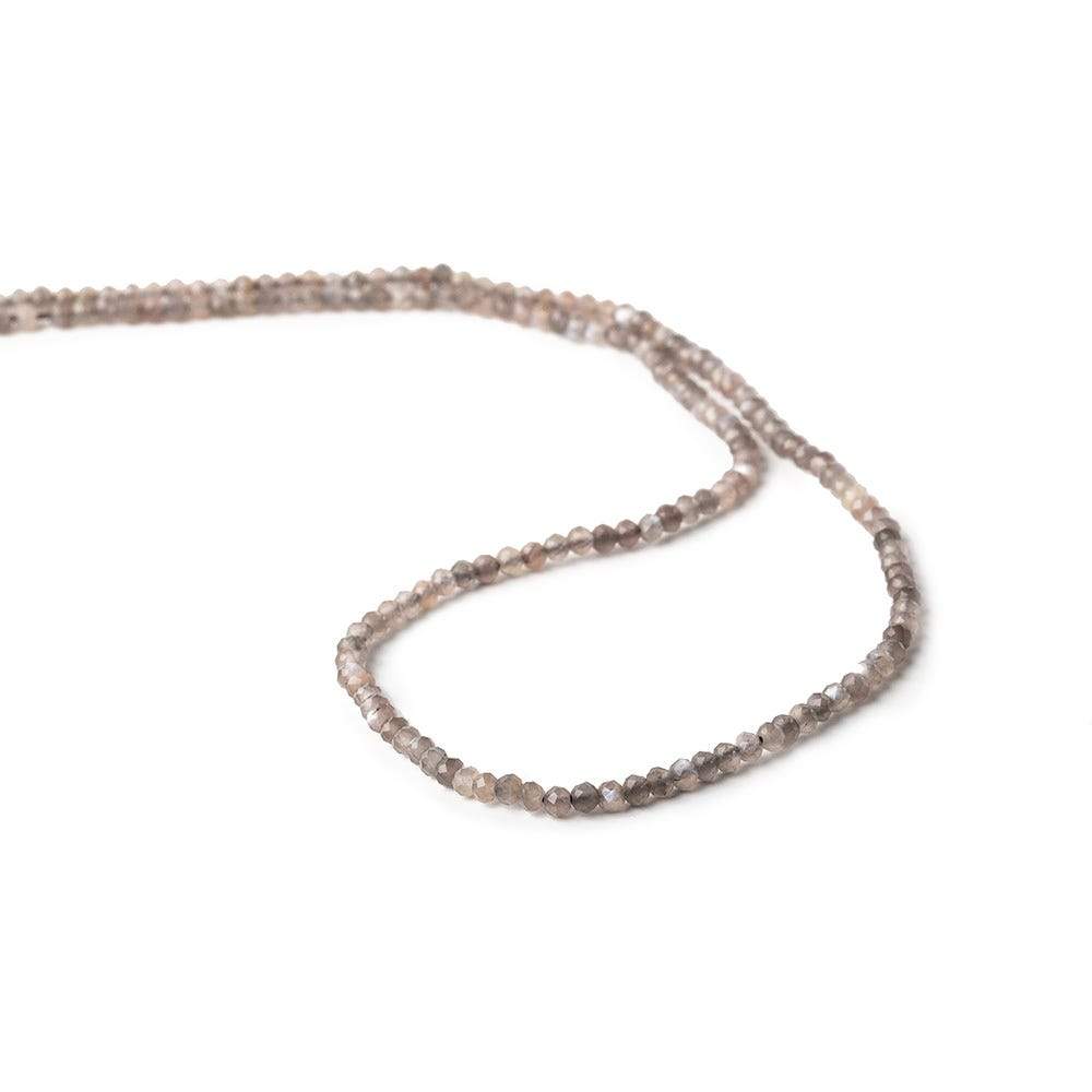 2mm Chocolate Brown & Mink Grey Moonstone microfaceted rondelles 175 pcs - Beadsofcambay.com