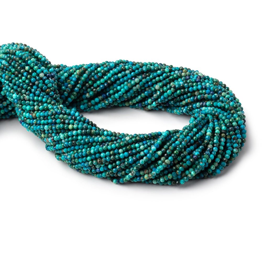 2mm Chrysocolla Micro Faceted Round Beads 12.5 inch 168 pieces - Beadsofcambay.com