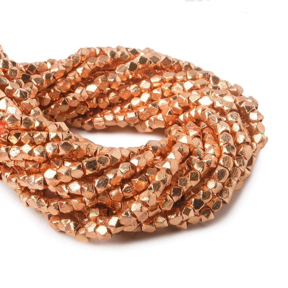 2mm Copper Brushed Faceted Nugget Beads 8 inch 89 beads - Beadsofcambay.com