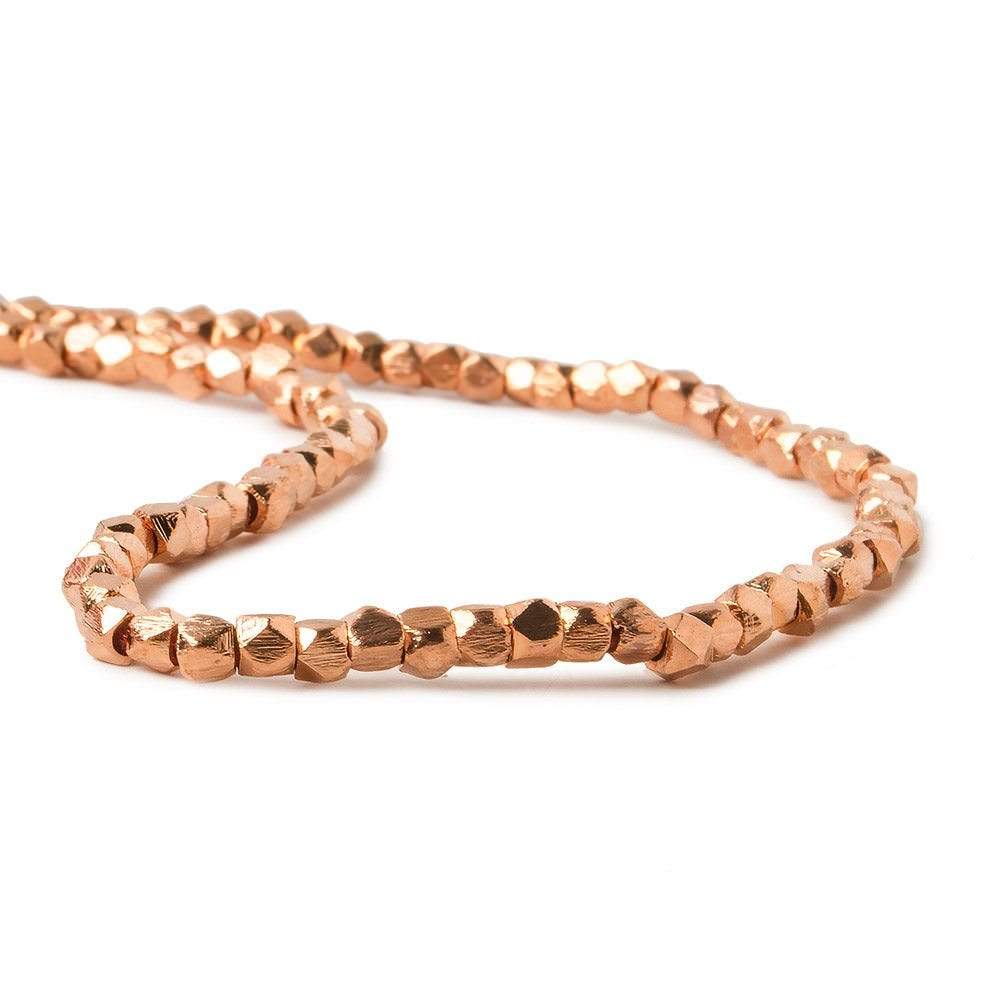 2mm Copper Brushed Faceted Nugget Beads 8 inch 89 beads - Beadsofcambay.com