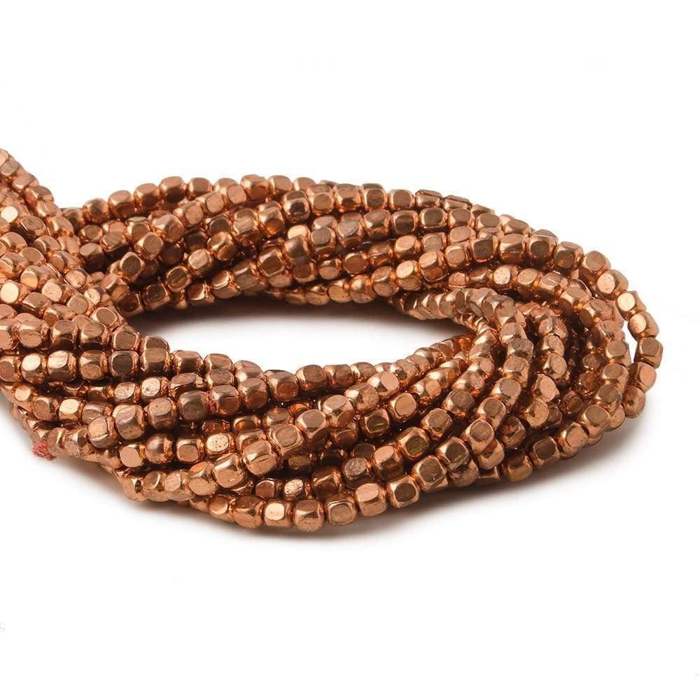 2mm Copper Plain Cube 8 inch 94 pcs - Beadsofcambay.com