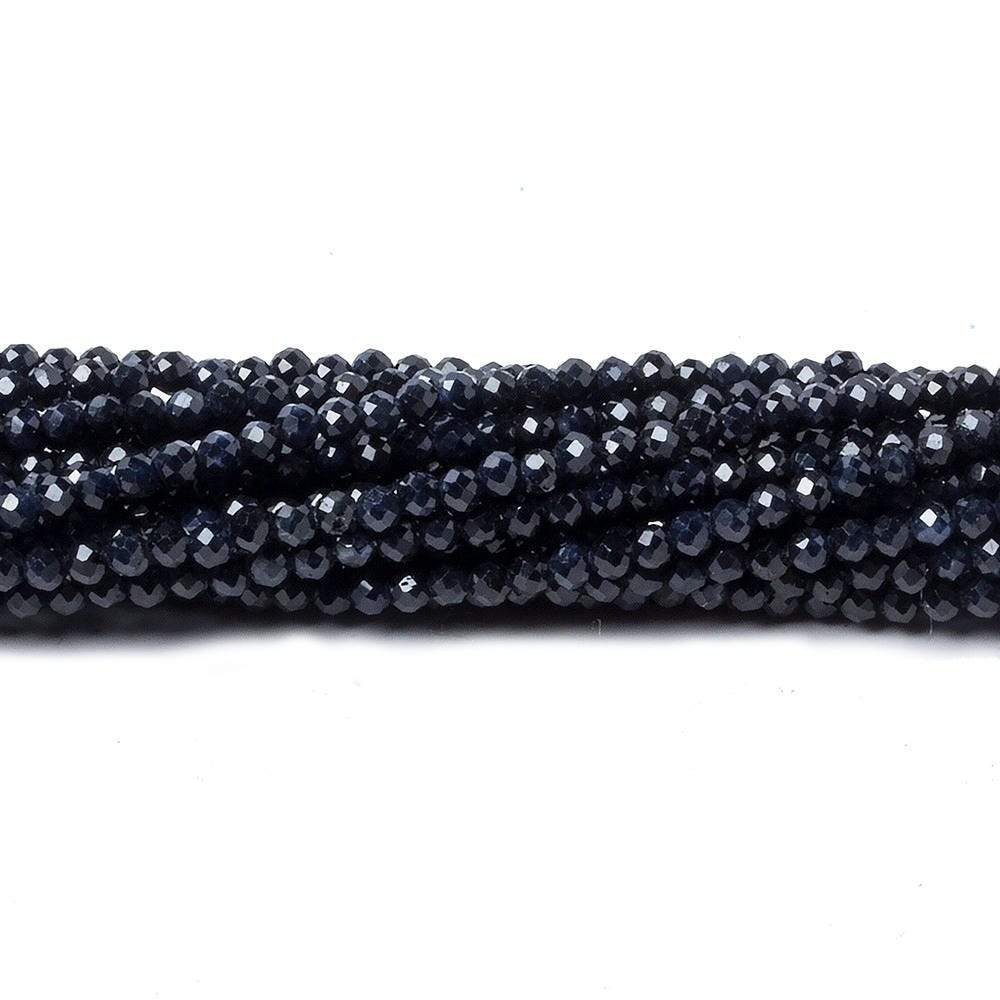 2mm Dark Blue Sapphire Micro Faceted Rondelle Beads 18 inch 260 pieces - Beadsofcambay.com