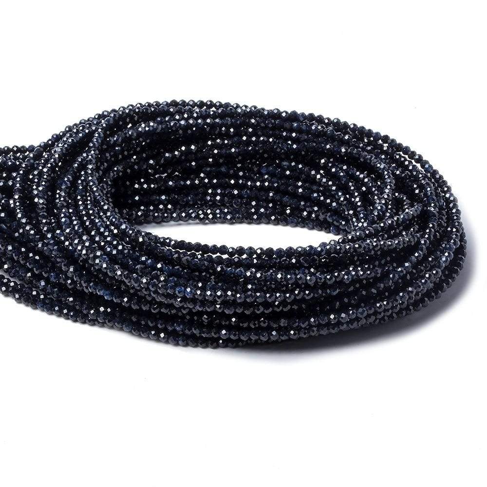 2mm Dark Blue Sapphire Micro Faceted Rondelle Beads 18 inch 260 pieces - Beadsofcambay.com