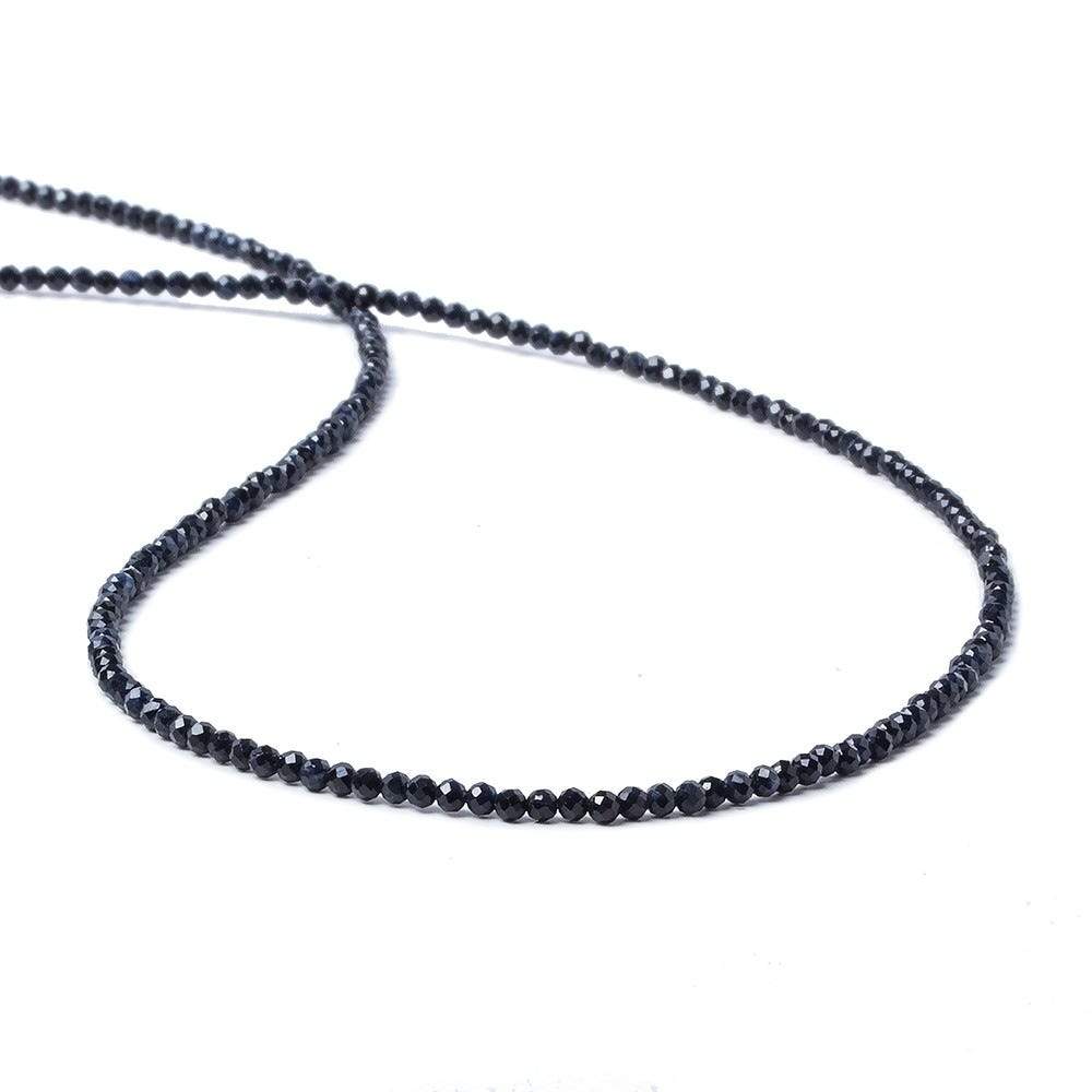 2mm Dark Blue Sapphire Micro Faceted Rondelle Beads 18 inch 260 pieces - Beadsofcambay.com