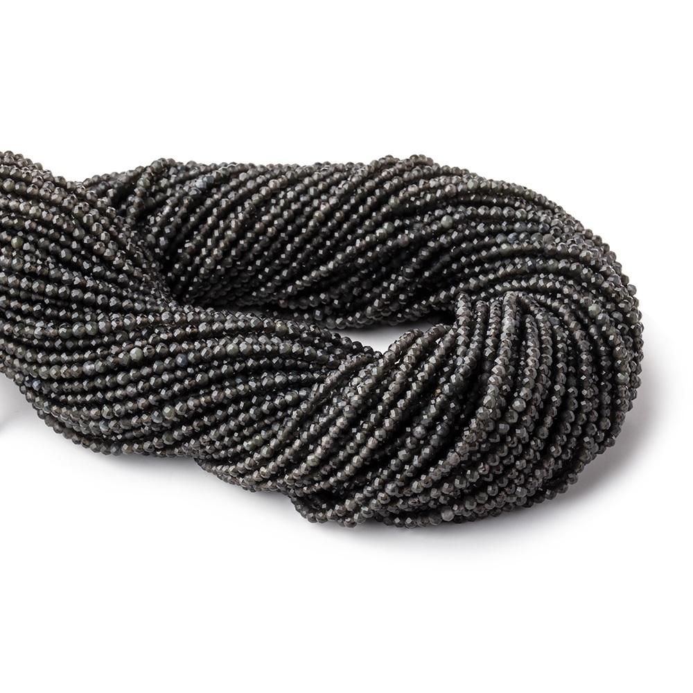 2mm Dark Platinum Grey Moonstone Micro Faceted round beads 13 inch 175 pieces A - Beadsofcambay.com